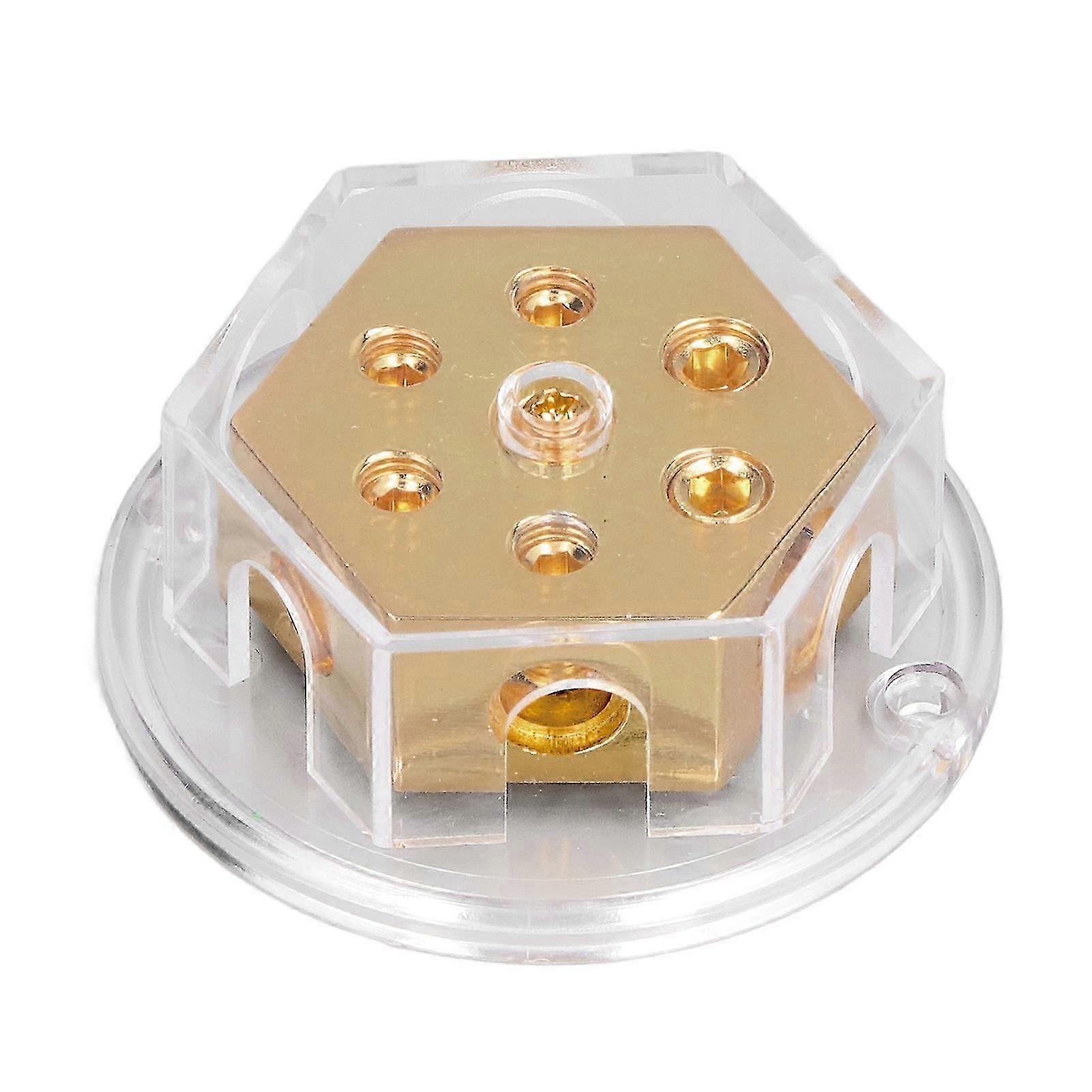 Distribution Block Ground Wire Negative Splitter 2x0 Gauge in 4x4 Gauge Out Fuse Holder for Car o Amp
