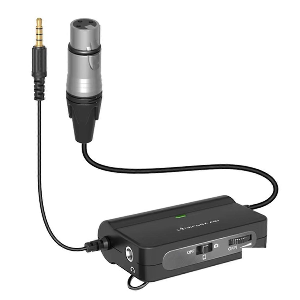 LINKFLEX AD1 Microphone Preamp Amplifier XLR to 3.5mm Audio Adapter for Smartphone DSLR Cameras Camcorders