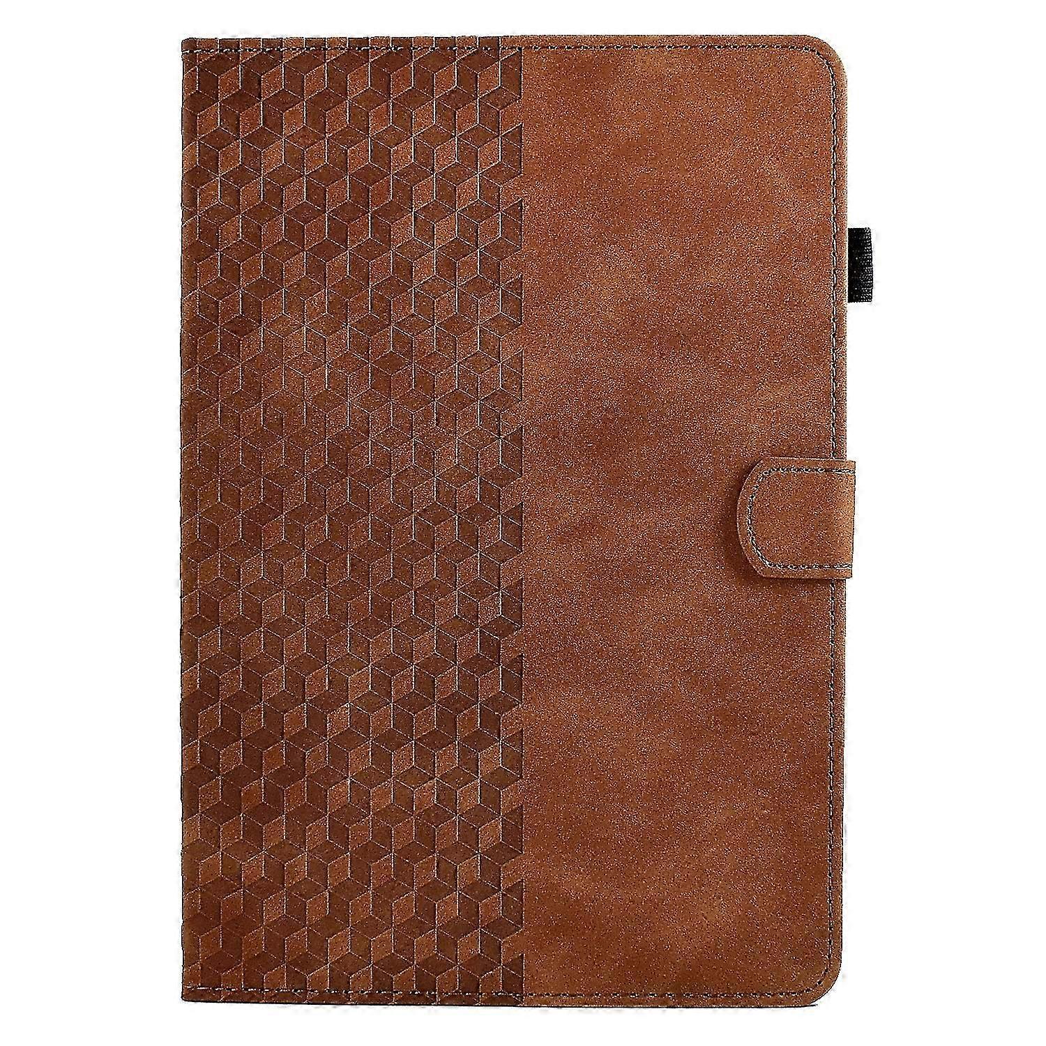 Tablet Case For Lenovo Tab M9 Rhombus Embossed Leather Tablet Case(Brown)
