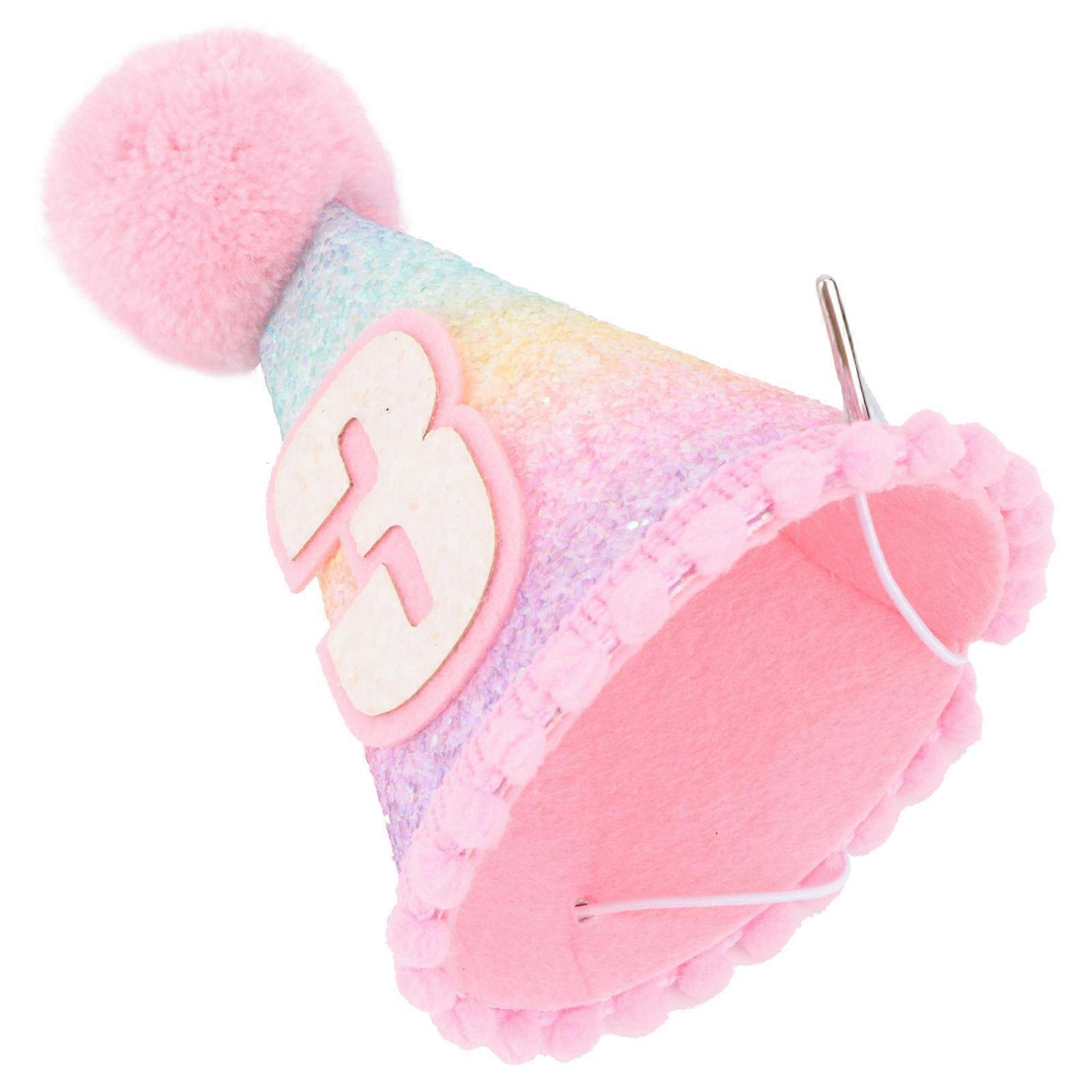 Adorable Baby Birthday Hat with Rainbow Glitter Cloth and Pompom Design for Parties Camouflage 1 pc