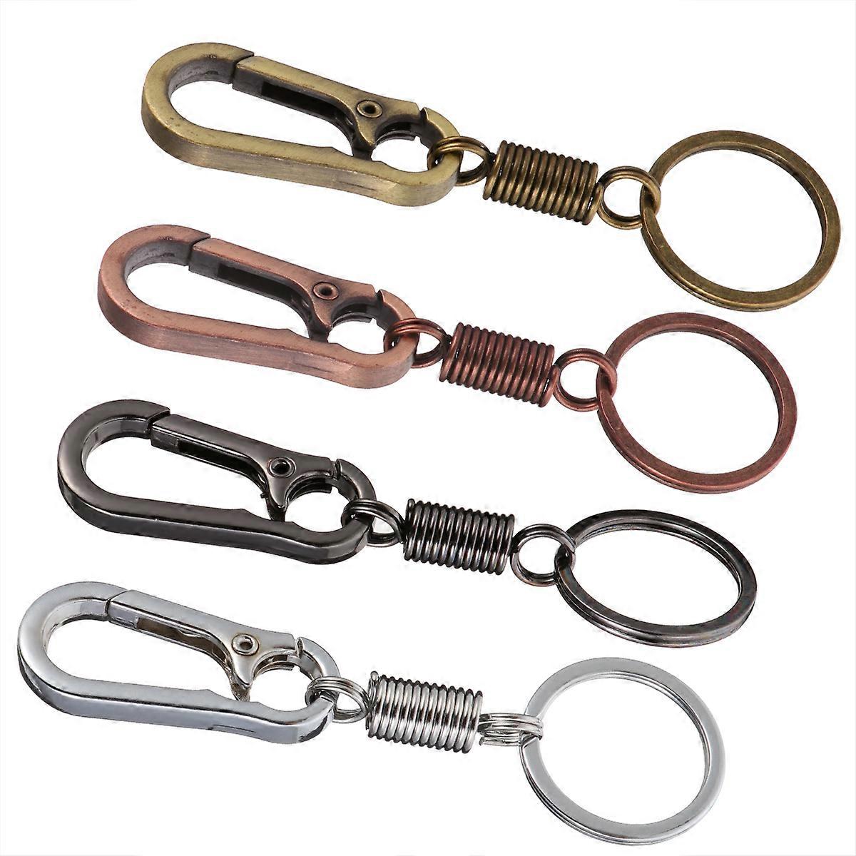 4pcs Metal Car Keychain Snap Hooks, Premium Alloy Keyring for Easy Carry and Drop Prevention, Random Holder for Everyday Use