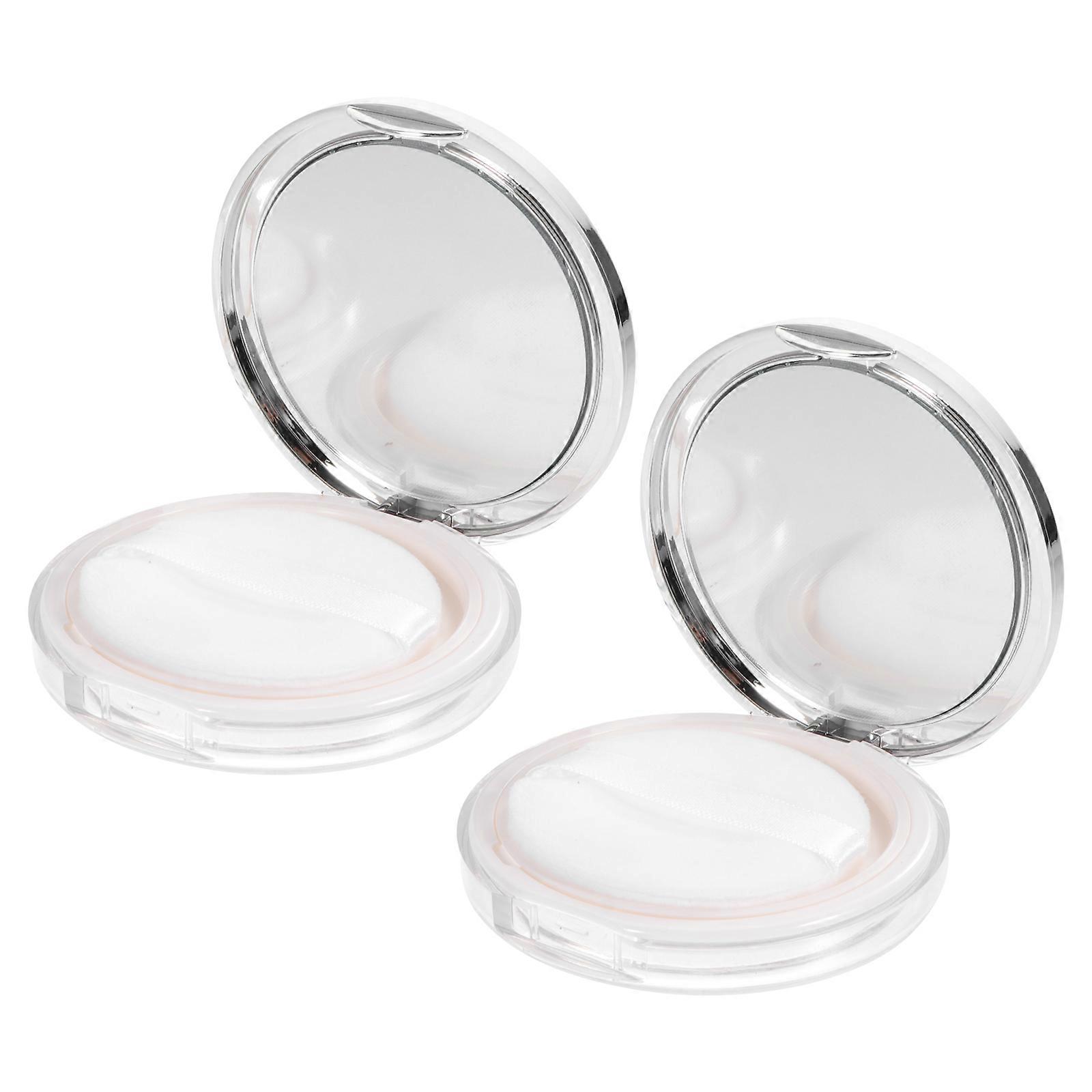 2 Sets Refillable Loose Powder Puff Boxes Durable Travel Friendly Makeup Case for Women