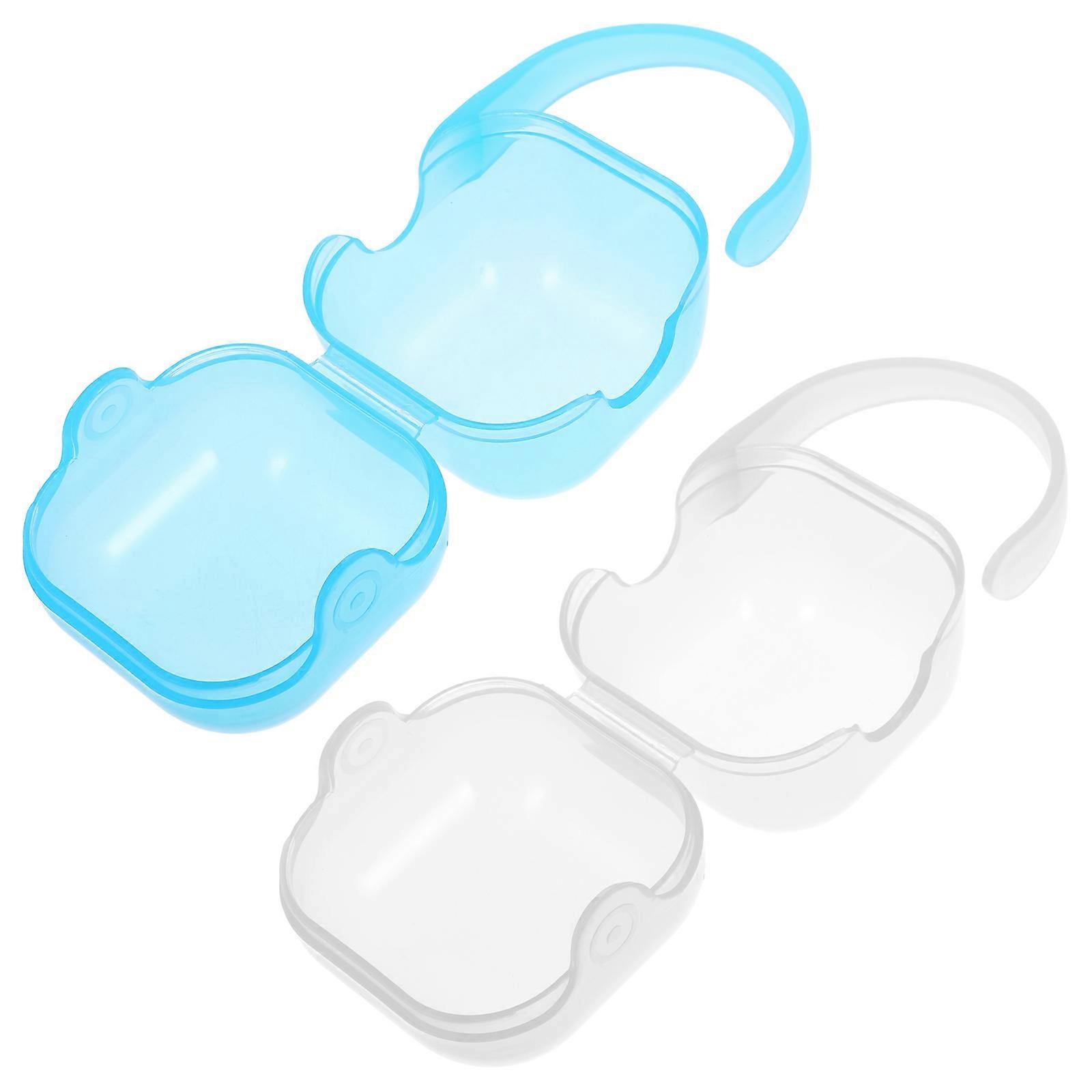 Portable Baby Pacifier Holder 2Pcs Travel-Friendly Storage For Toddlers Assorted Color Durable Case And Functional Uses