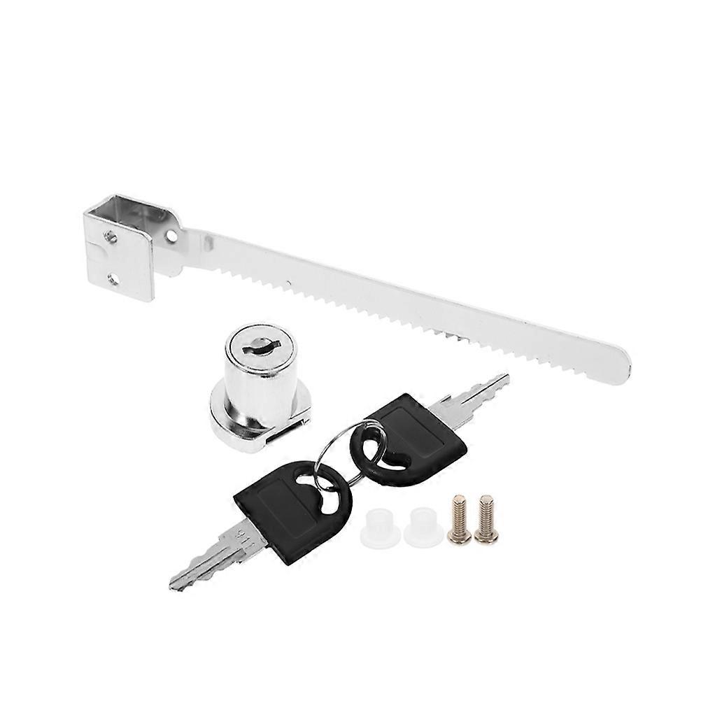 Glass Display Case Drawer Lock for Security Display 1Set with Key Silver Zinc Alloy