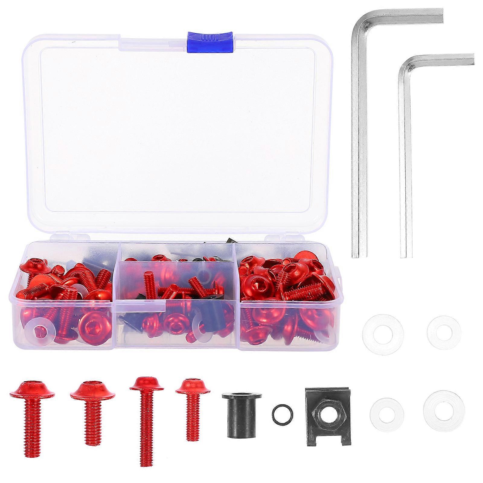 Sturdy Aluminum Screws and Nuts for Motorbike Use 177Pcs Red Color