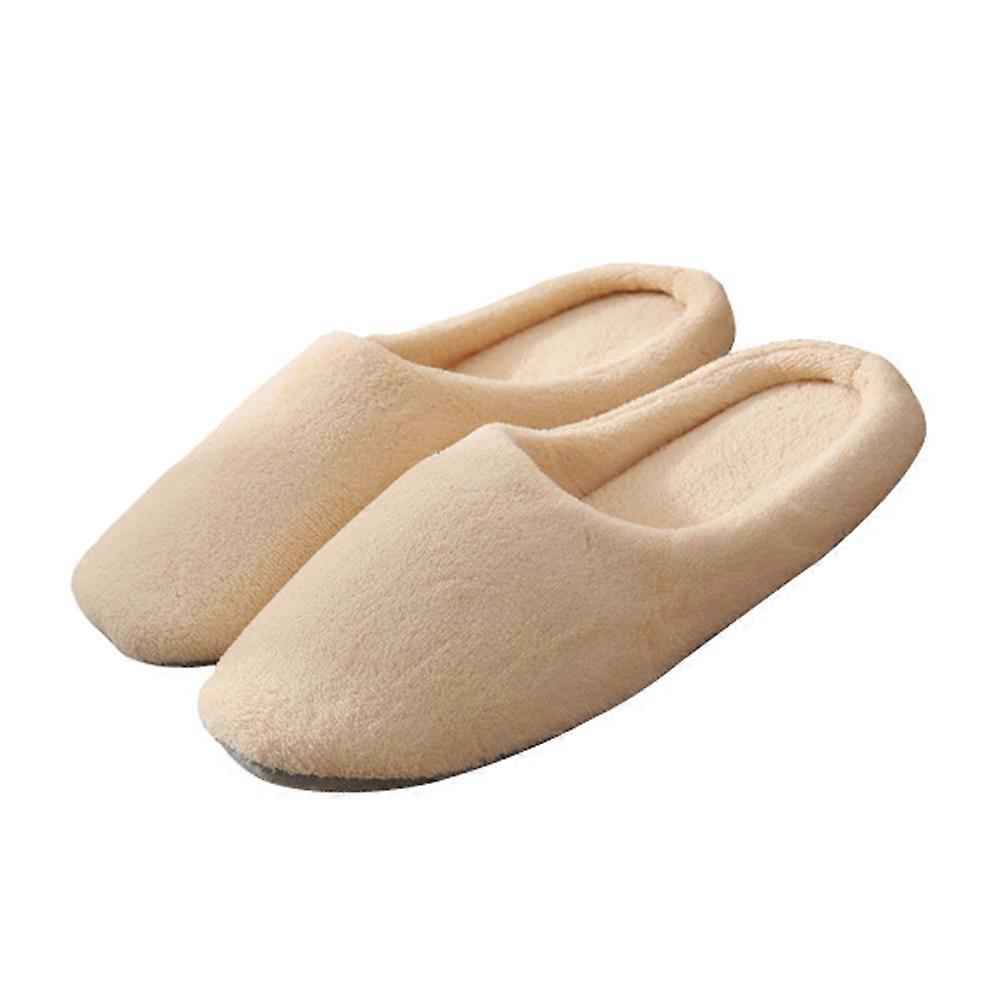 Coral Fleece Non Slip Slippers Thick Elastic Sole Soft Warm Footwear for Travel Use