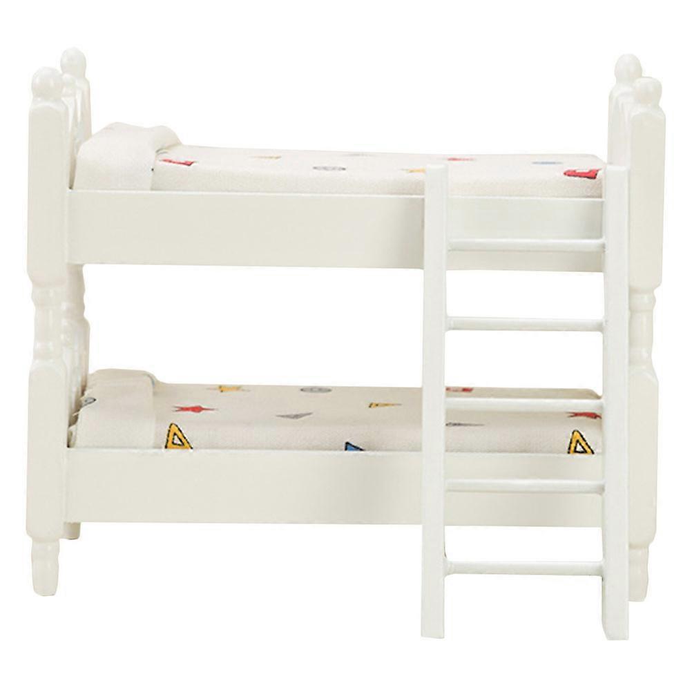 Compact Bunk Bed Model for Dollhouse Bedroom Layouts with Ladder – Adorable Miniature Furniture Accessory for Doll Play