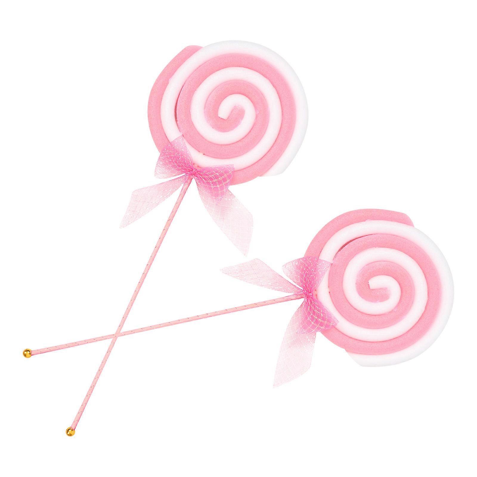 Pink Simulation Lollipop Props for Photography Made of Foam and Plastic Bright and Unique Perfect for Party Decor 2 Pieces