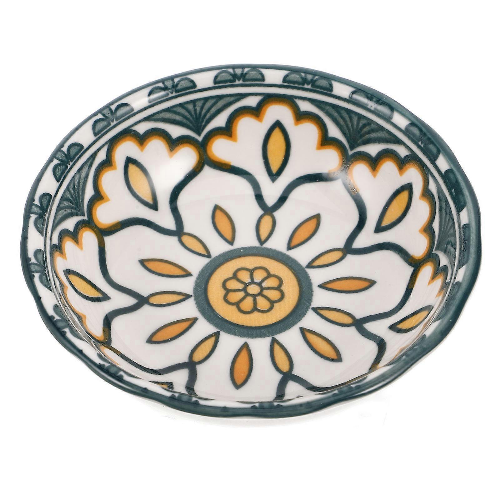 Ceramic Small Dipping Plate for Soy Sauce Condiments and Appetizers Yellow 3 5 Inch