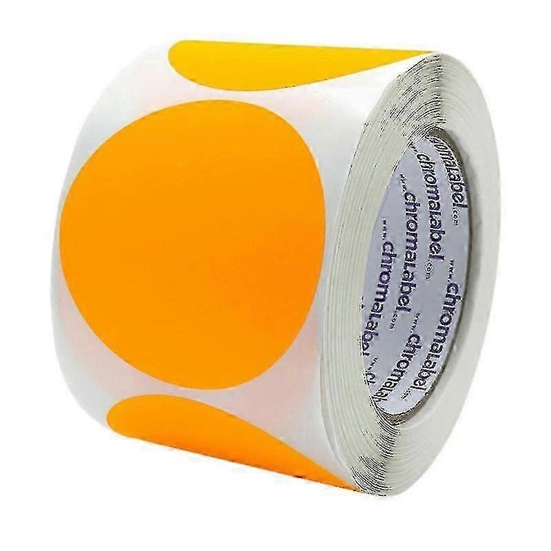 2 Inch Round Label, Fluorescent Orange, Permanent Color Coded Dot Stickers, 500 Labels Per Roll