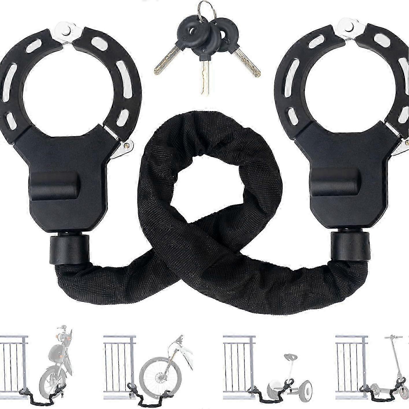 E Scooter Lock, Handcuff Lock with Key, Lock for E Scooter with Rubber Lock Sleeve, Bicycle Lock High Security, 90 cm, Ideal for E Scooters, Bicycles,