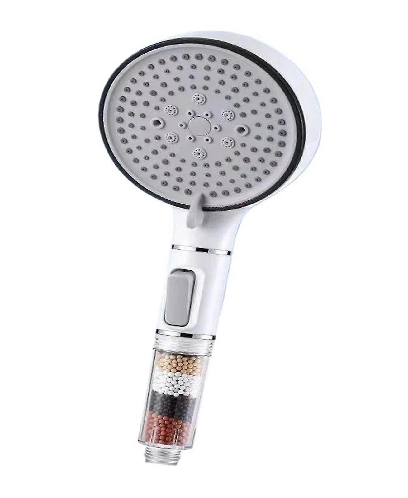 Bathroom Shower Head with Stop Button 5 Modes Filter Shower Head(Silver Shower)
