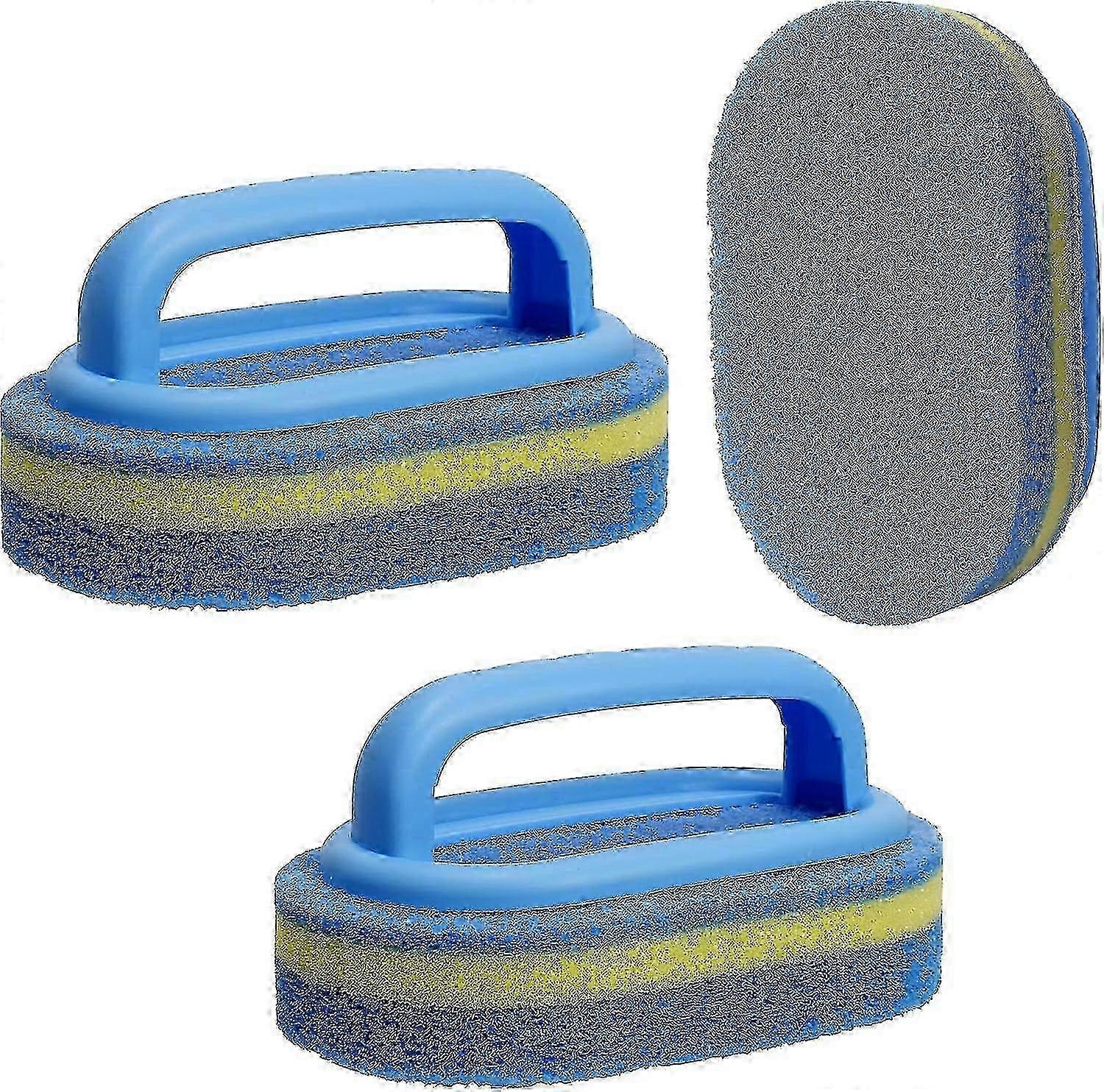 3PCS Non-Scratch Cleaning Sponges with Handle for Bathroom and Kitchen