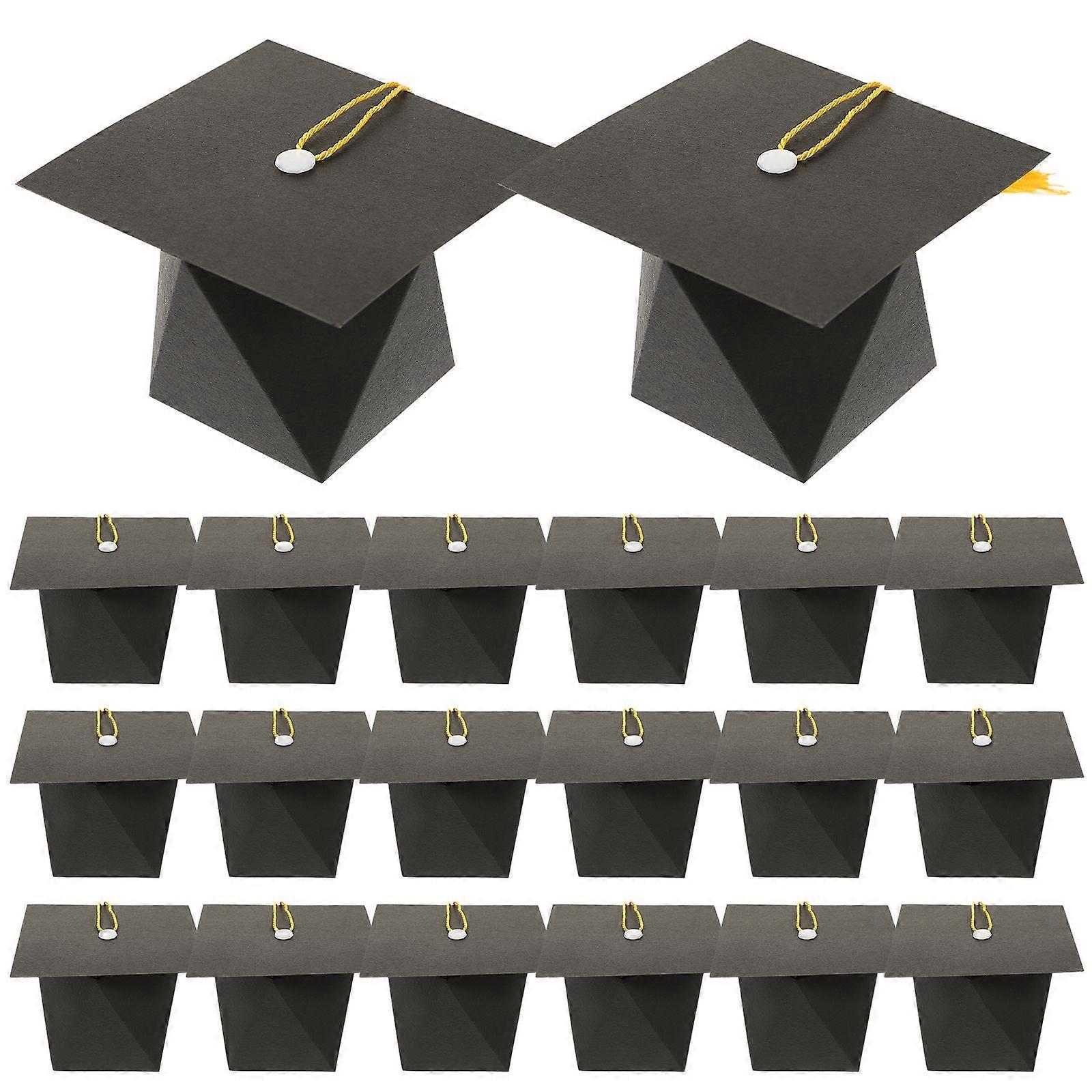 50pcs Graduation Sweet Boxes Doctoral Cap Shaped Gift Box Graduation Treat Sweet Biscuit Box