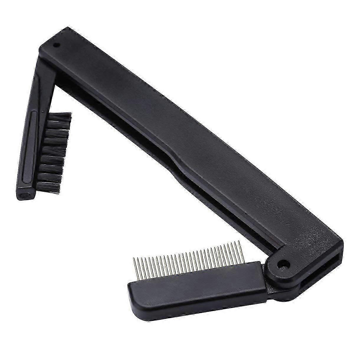 Folding Eyelash Comb Compact Brush Black 1pc