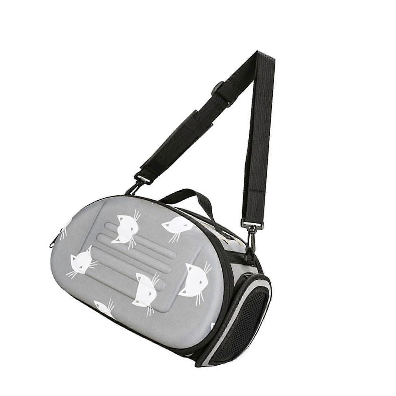 Portable Cat Carrier Bag With Shoulder Strap Pet Sling For Travel And Camping Breathable Design Small Grey