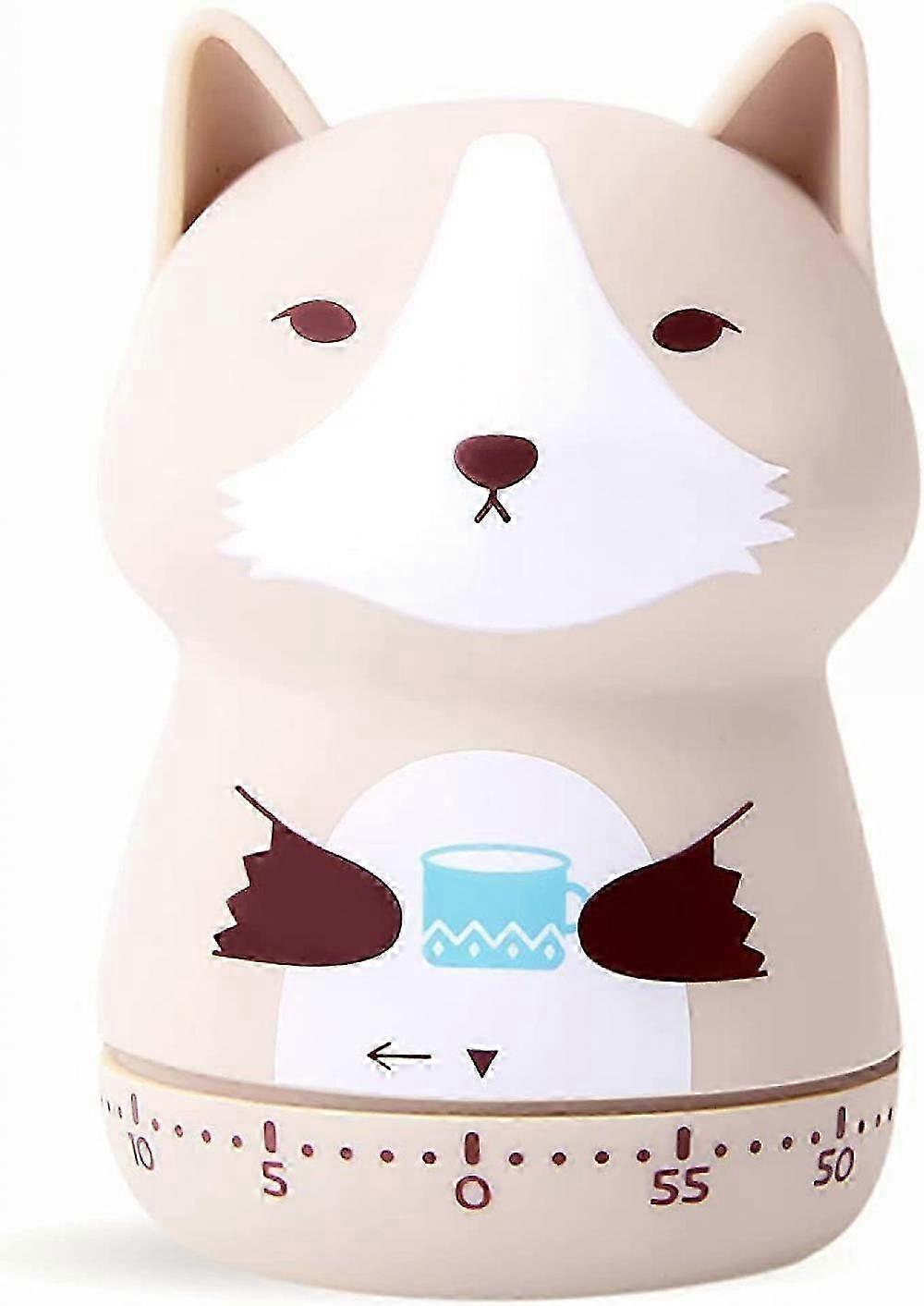 Adorable 60-Minute Mechanical Timer for Cooking, Study, and Activities - Kid-Friendly Design (Snow Wolf)