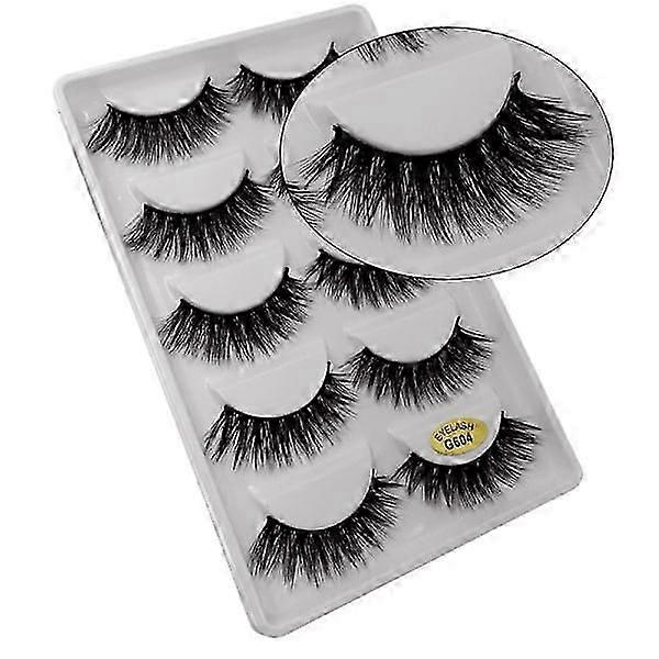 5 pairs of false eyelashes - 3D faux mink - G604 Black