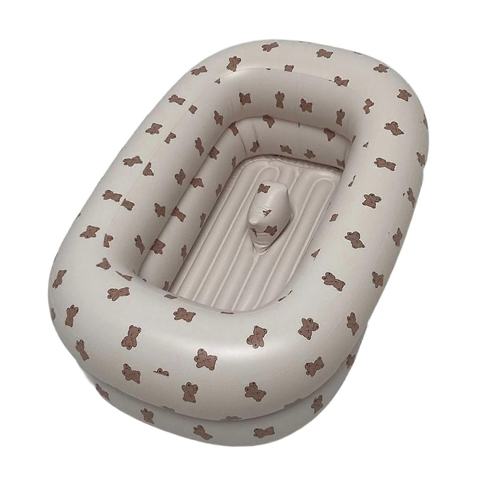 Quick Inflate Baby Bath Tub For 1 to 3 Year Olds Space Saving Foldable Design PVC Adorable Pattern Bath Essential Multicolor