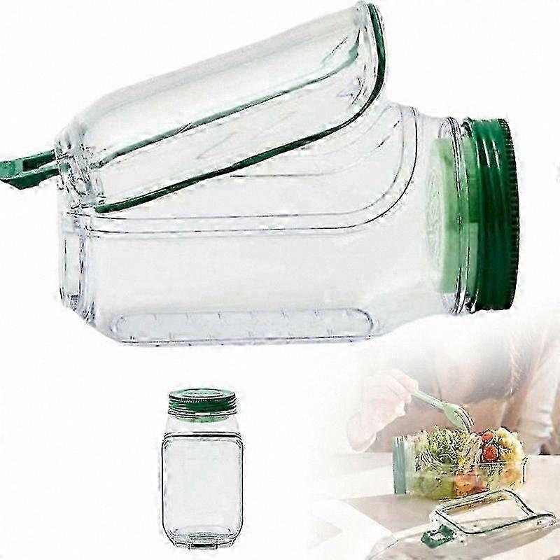 Leakproof Salad Container with Dressing Compartment, Portable Vertical Layered Lunch Box with Built-in Bowl for Meals on the Go