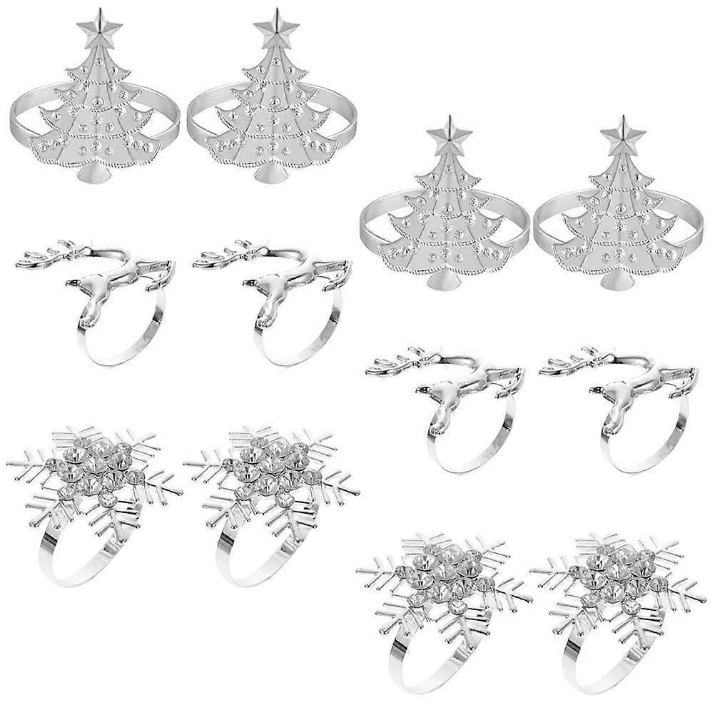 Table Napkin Holders Napkin Ring Tableware Silver Alloy for Home Use 12Pcs