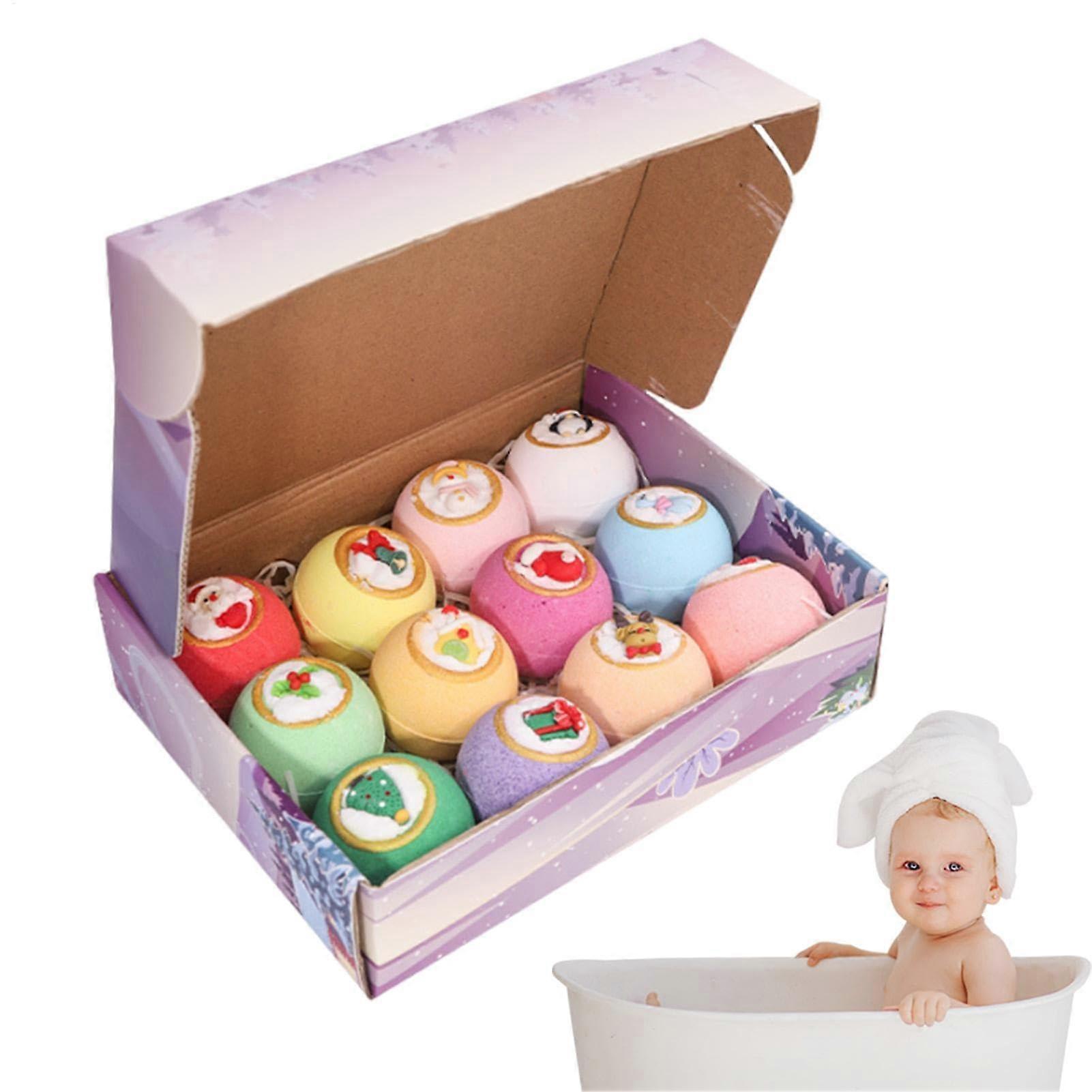 Bubble Bath Foam Ball Set Colourful Christmas Theme Bubble Balls With Pleasant Fragrances, Bath Bombs For Children