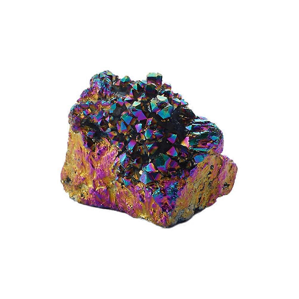 Rainbow Aura Titanium Quartz Crystal Cluster Prøve Healing Gave