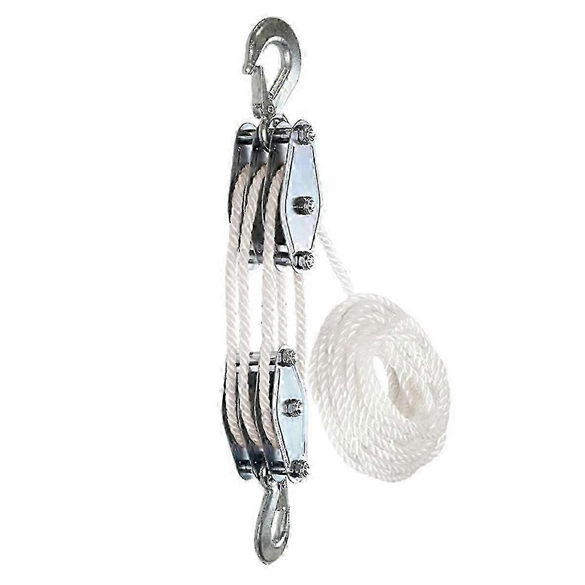 Heavy Duty Lifting Hoist with Block and Tackle Rope Pulley System featuring 15m Length and Breaking Strength
