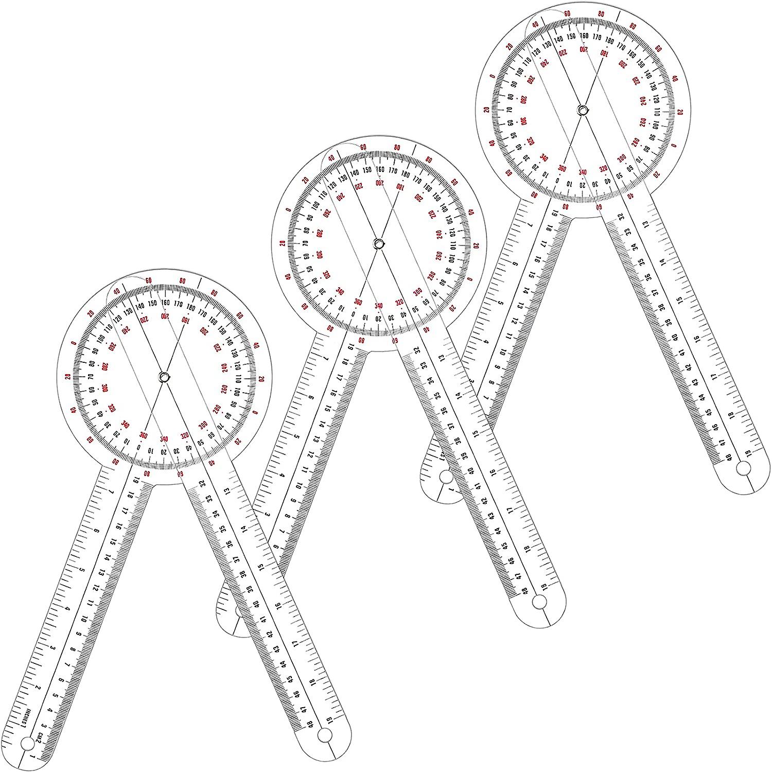 12 Inch Goniometer Transparent Orthopedic Angle Ruler Plastic Goniometer 360 Degree for Body Measuring Tape Goniometer Protractor Ruler (3)