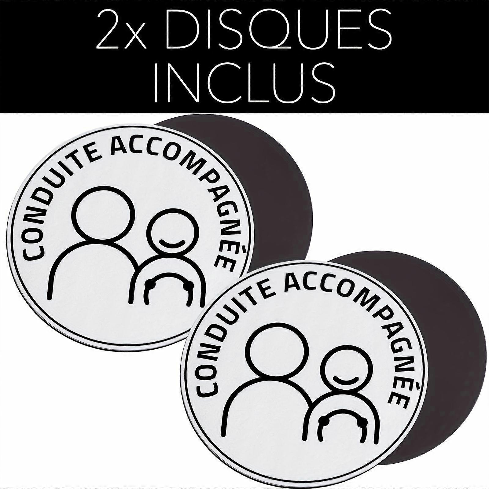 2 PCS French New Driver Magnetic Sticker Waterproof & Sun-Resistant, "CONDUITE ACCOMPAGNEE" Text Rubber with PVC Ideal for Beginners' Driving Practice