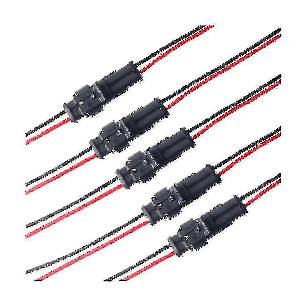 Waterproof 2 Pin Electrical Plug Set for Motorcycle and Scooter - 5 Pair Kit 2025