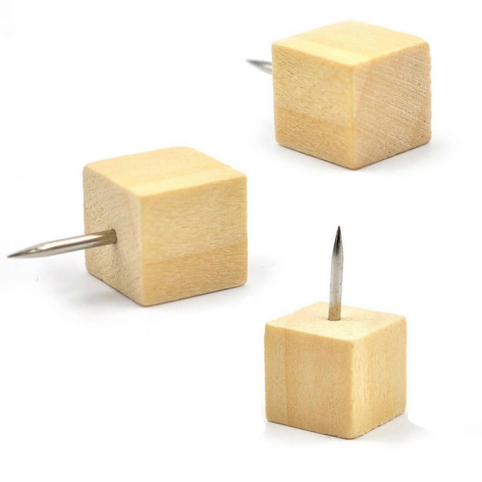 Wooden Beige Pushpins Square Thumb Pins for Holding Items Use 100Pcs