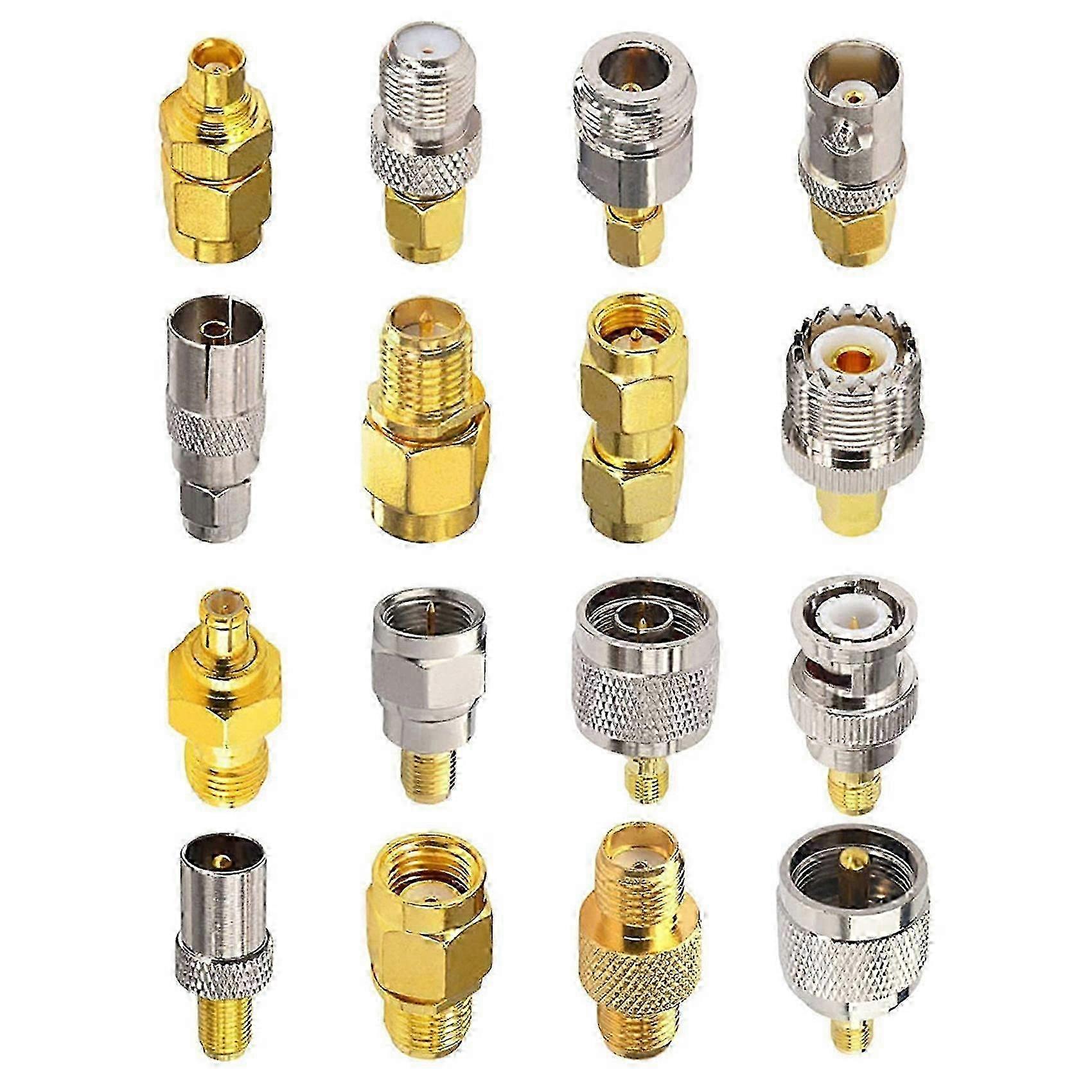 16 Type SMA Connectors Adapter Kits - Convert SMA to MCX, TV, F, BNC, UHF & RP-SMA