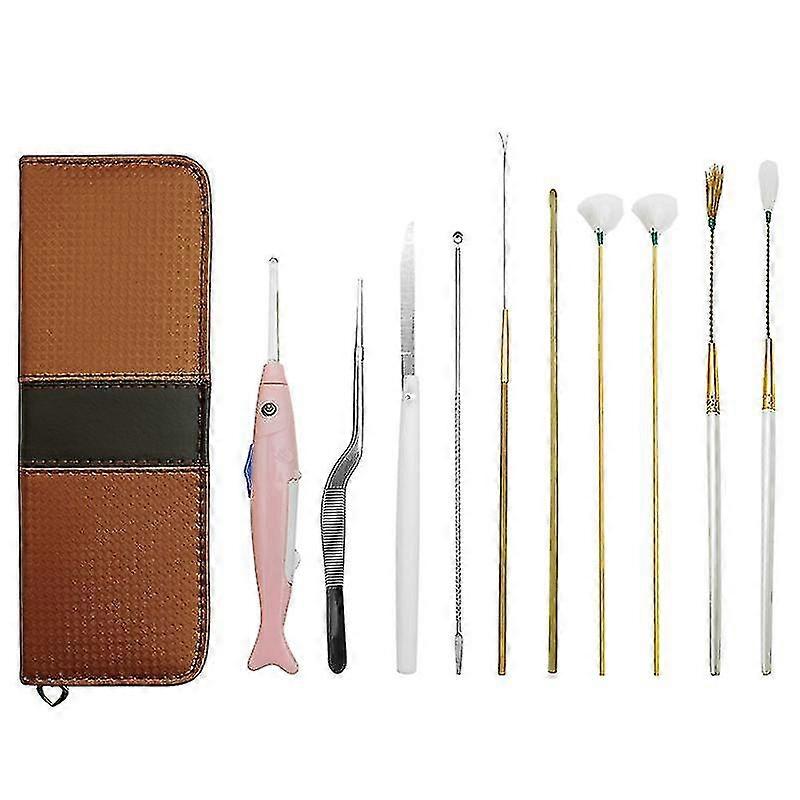 Taian Super Comfortable Traditional Ear Picking Tool Set To Dig Ears, Dig Ear Spoons, Dig Ears, Goose Feather Sticks, Ear Wax Clasps, Visible Light SX