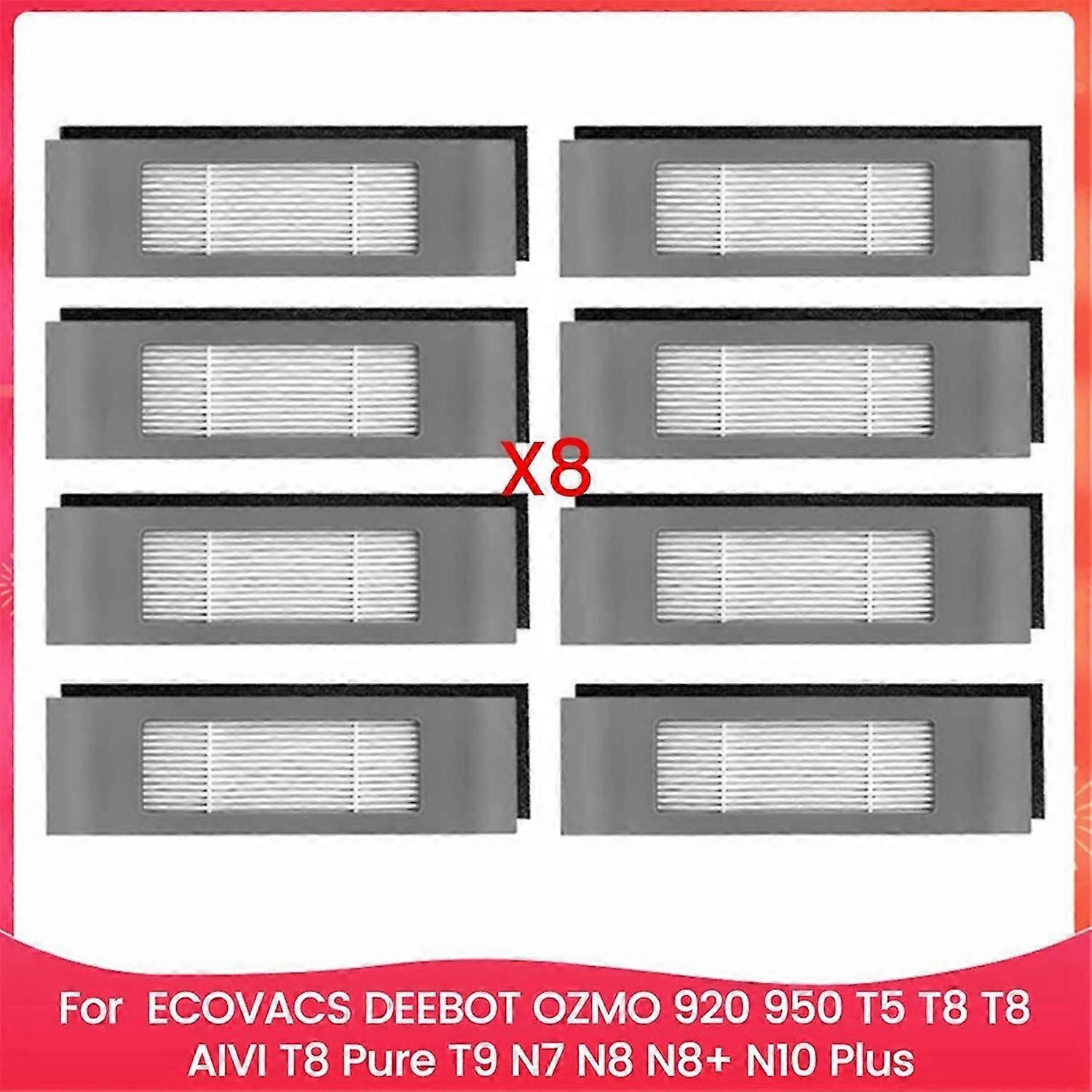 8pcs HEPA Filter for ECOVACS DEEBOT OZMO 920, 950, T5, T8, T8 AIVI, T8 Pure,T9, N7, N8, N8+, N10 Plu