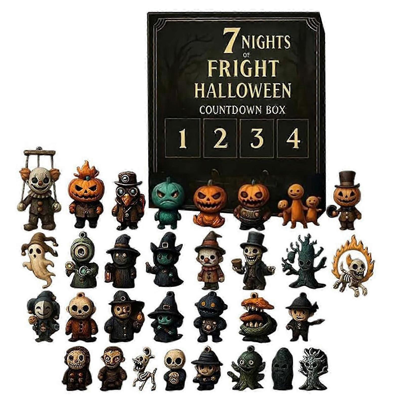 31 Nights of Fright Spook Figures Countdown Box for Halloween Collect Unique Halloween-Themed Figurines for Men Women
