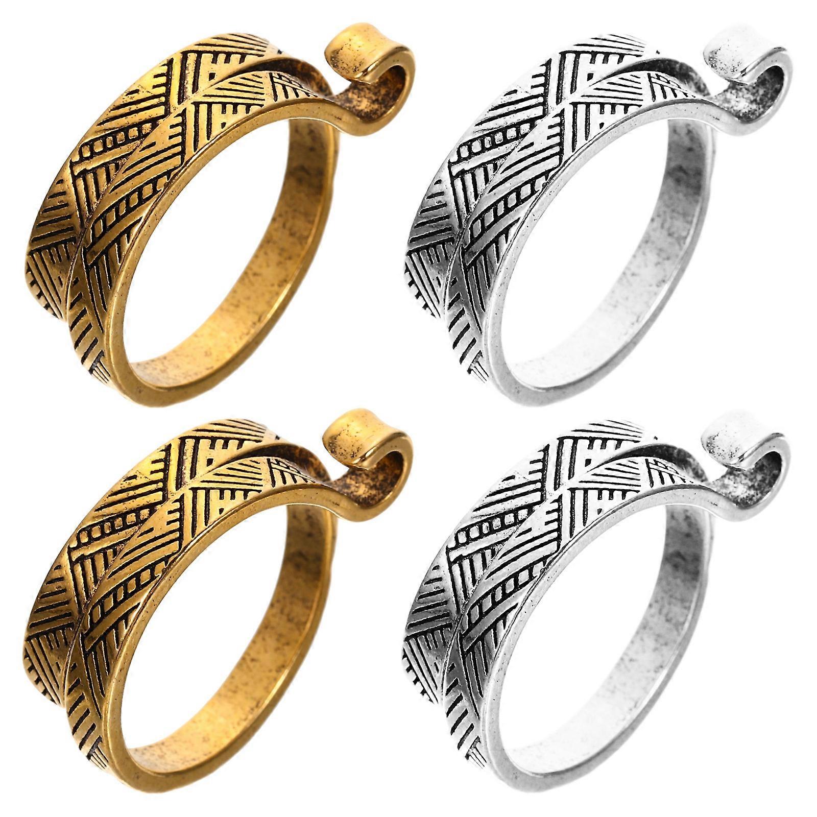 Finger Ornament Crochet Rings for Knitting Use 4Pcs Alloy Assorted Color