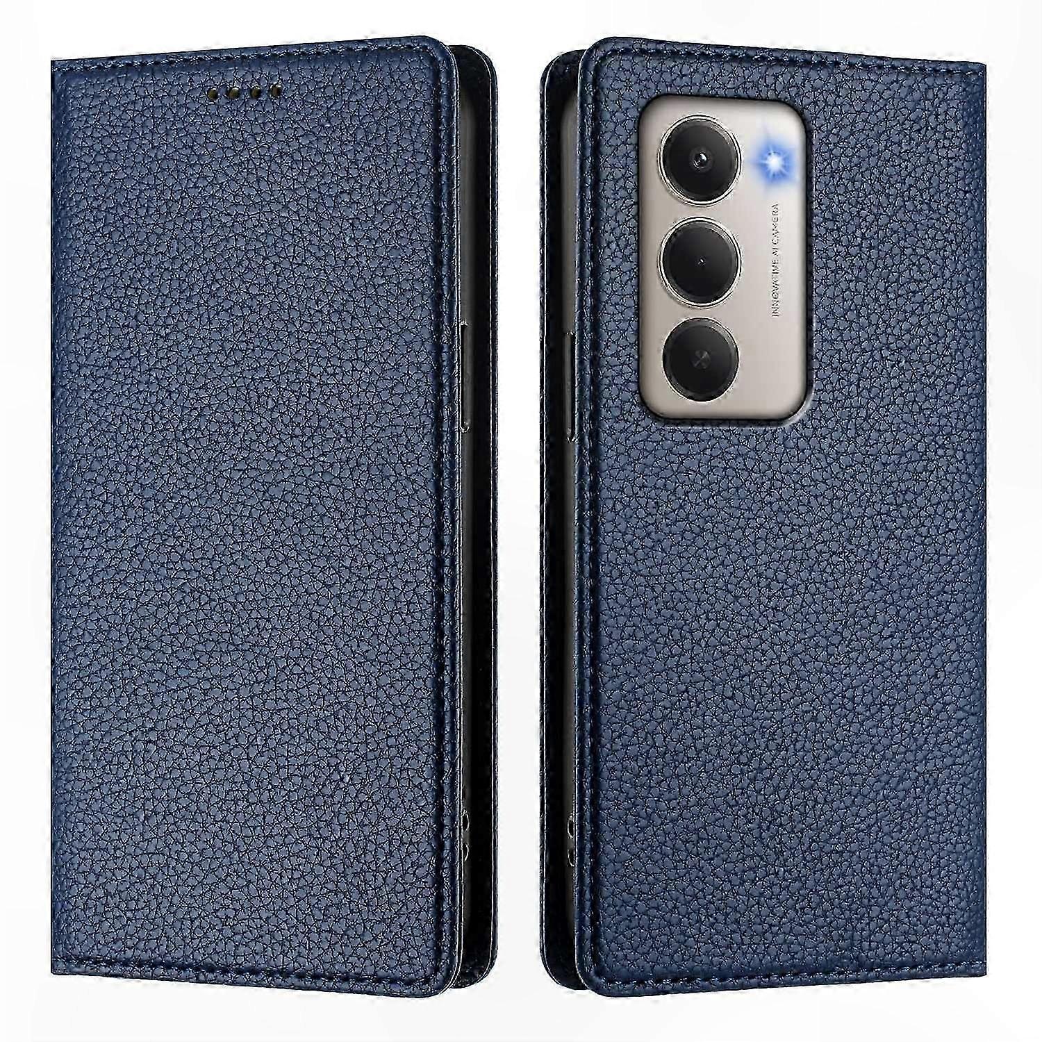 RFID Blocking Wallet Case with Litchi Texture Leather for 5G Smartphones