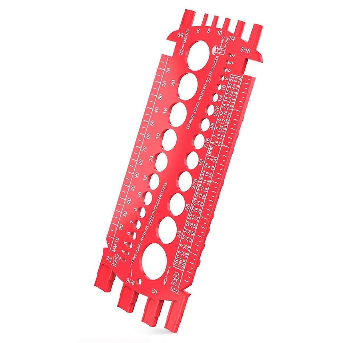 Bolt Gauge, Bolt Sizer for Quickly Sizing Nuts and Bolts,Red