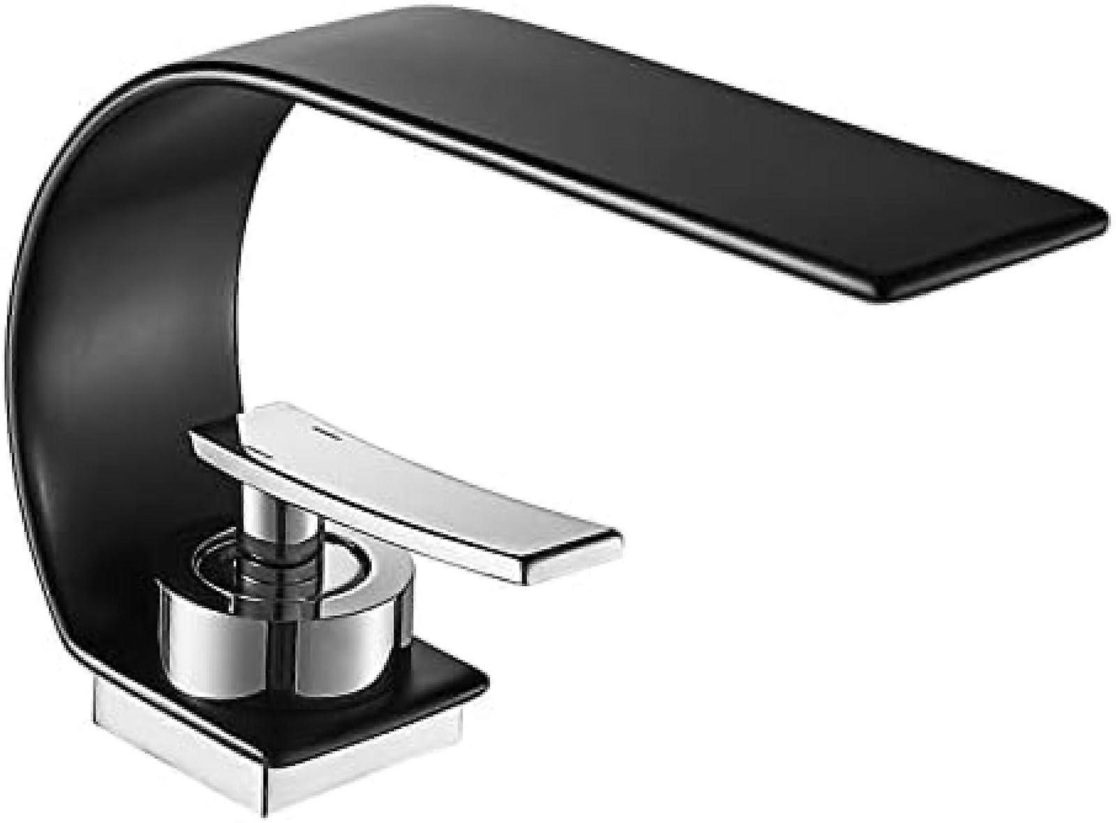 Basin Taps Waterfall, Basin Mixer Tap, Brass Bathroom Taps, Black Chrome Finish, Black Chrome Basin Taps