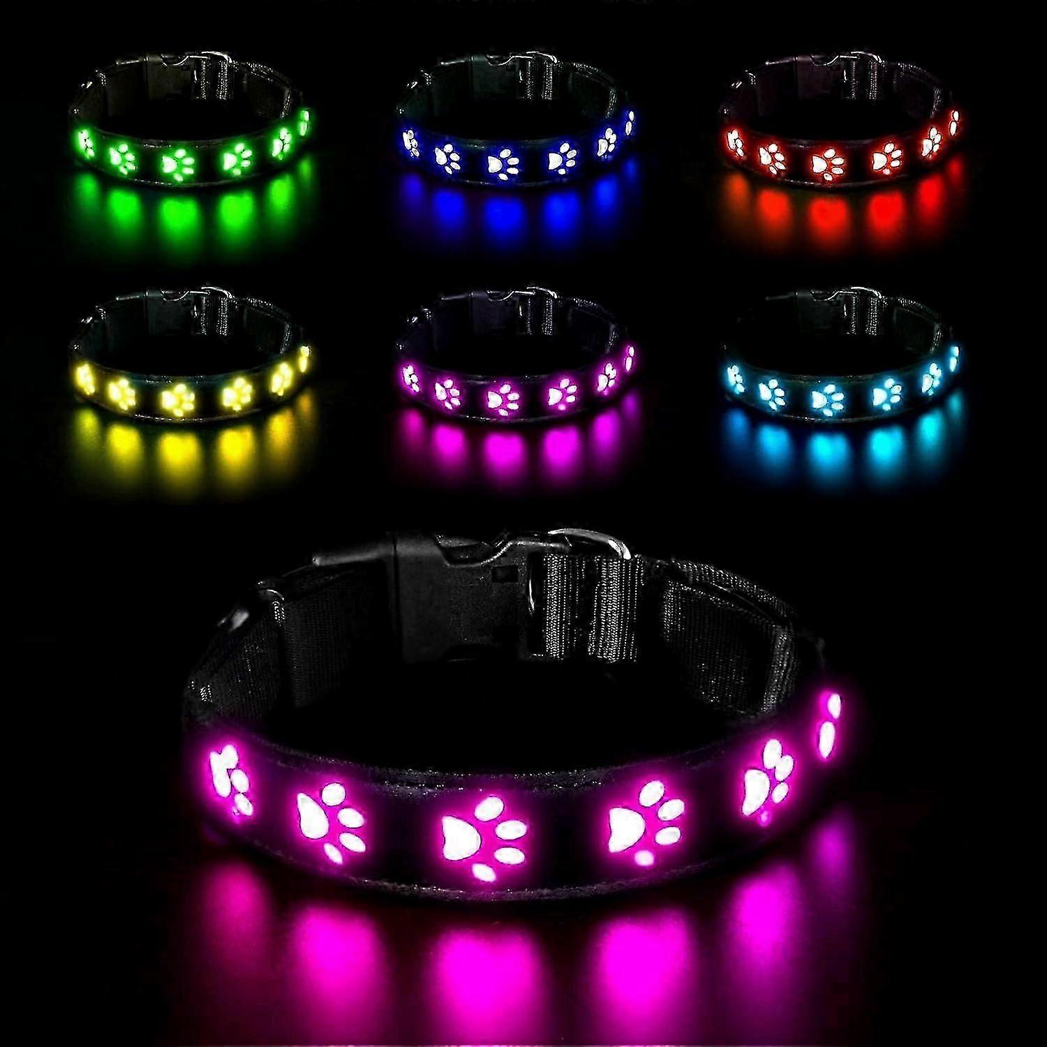 Rechargeable LED Dog Collar with 7 Colour Modes, Waterproof and Adjustable for Night Walks in the UK