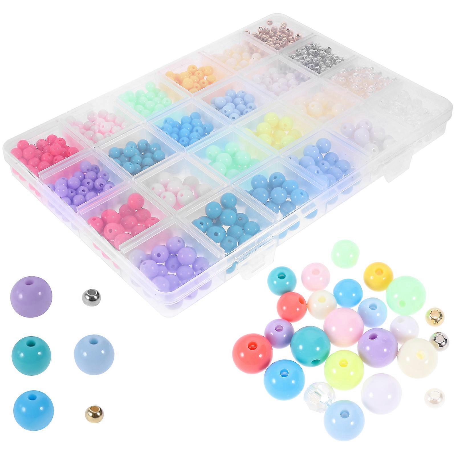 DIY Acrylic Beads Colorful Spacer Beads for Necklace 4 Boxes Bulk