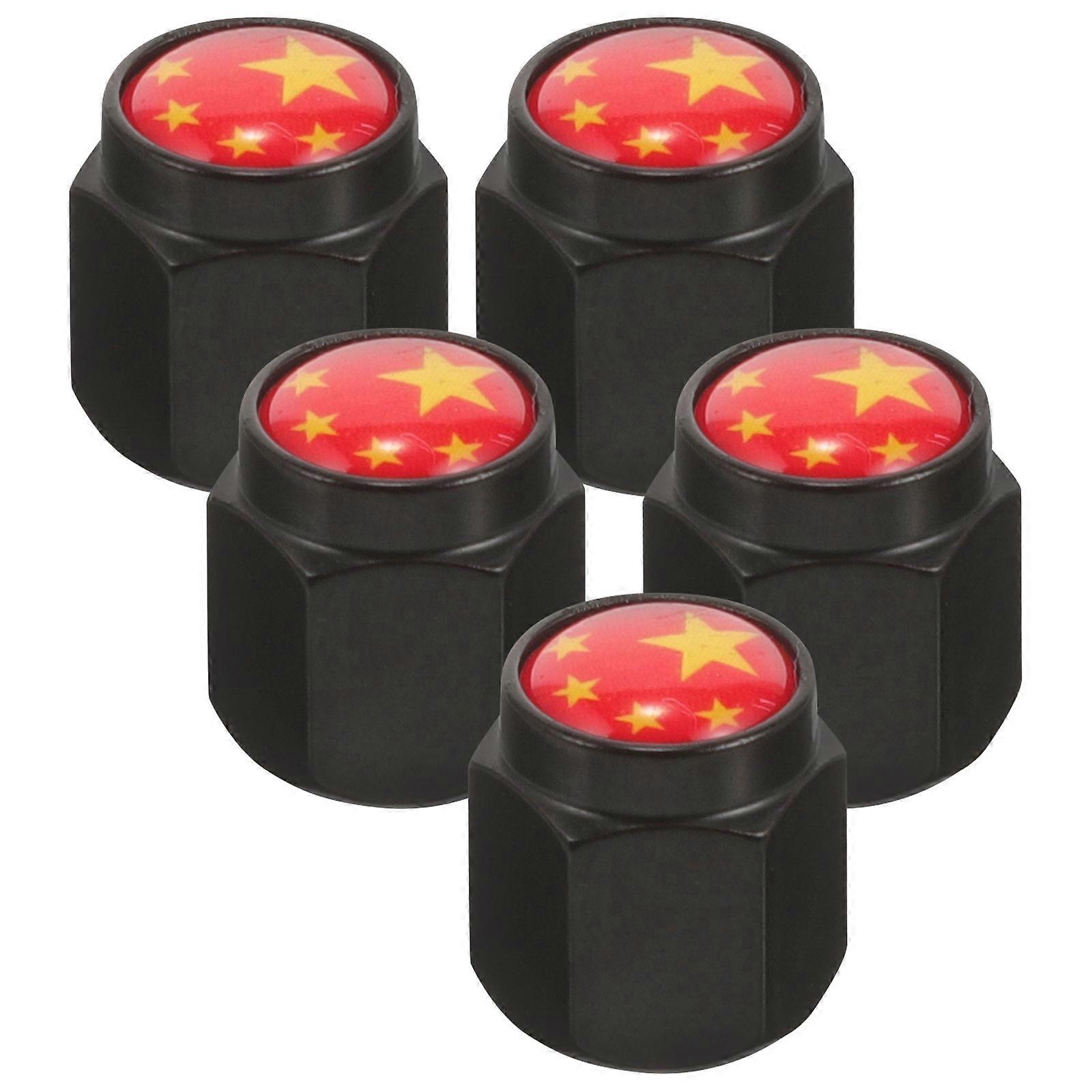 Copper Tire Valve Caps for Protection with Flag Design 25Pcs Set