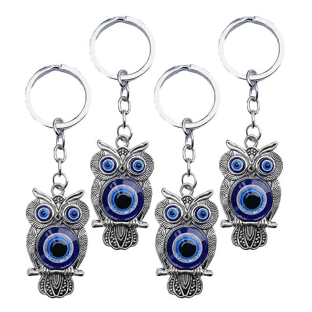 Metal Keychain Pendant Owl Shaped Decorative Hanging Function 12Pcs