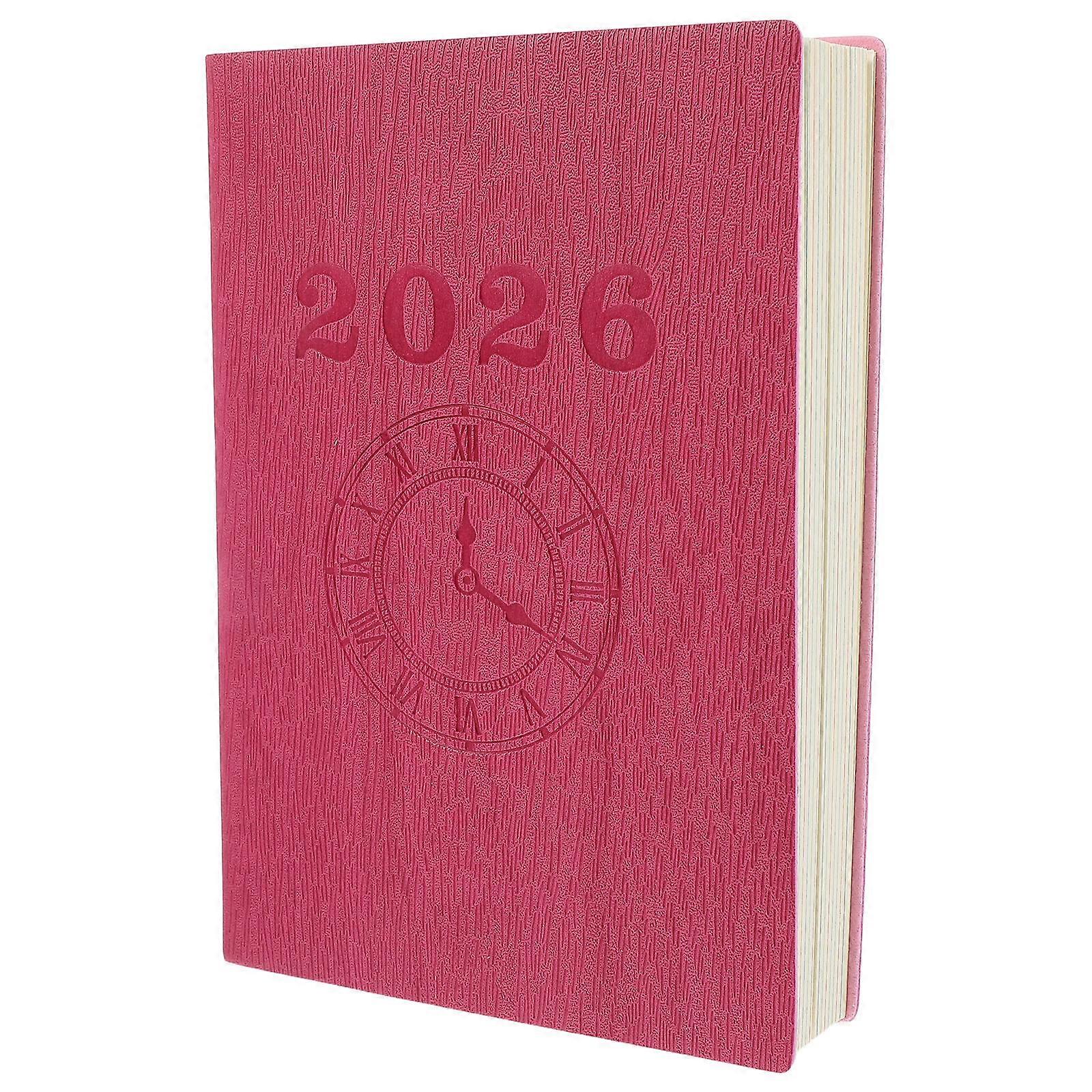 Schedule Planning Notebook Daily Planner Journal 2026 Rosy PU Cover Time Management 1Set