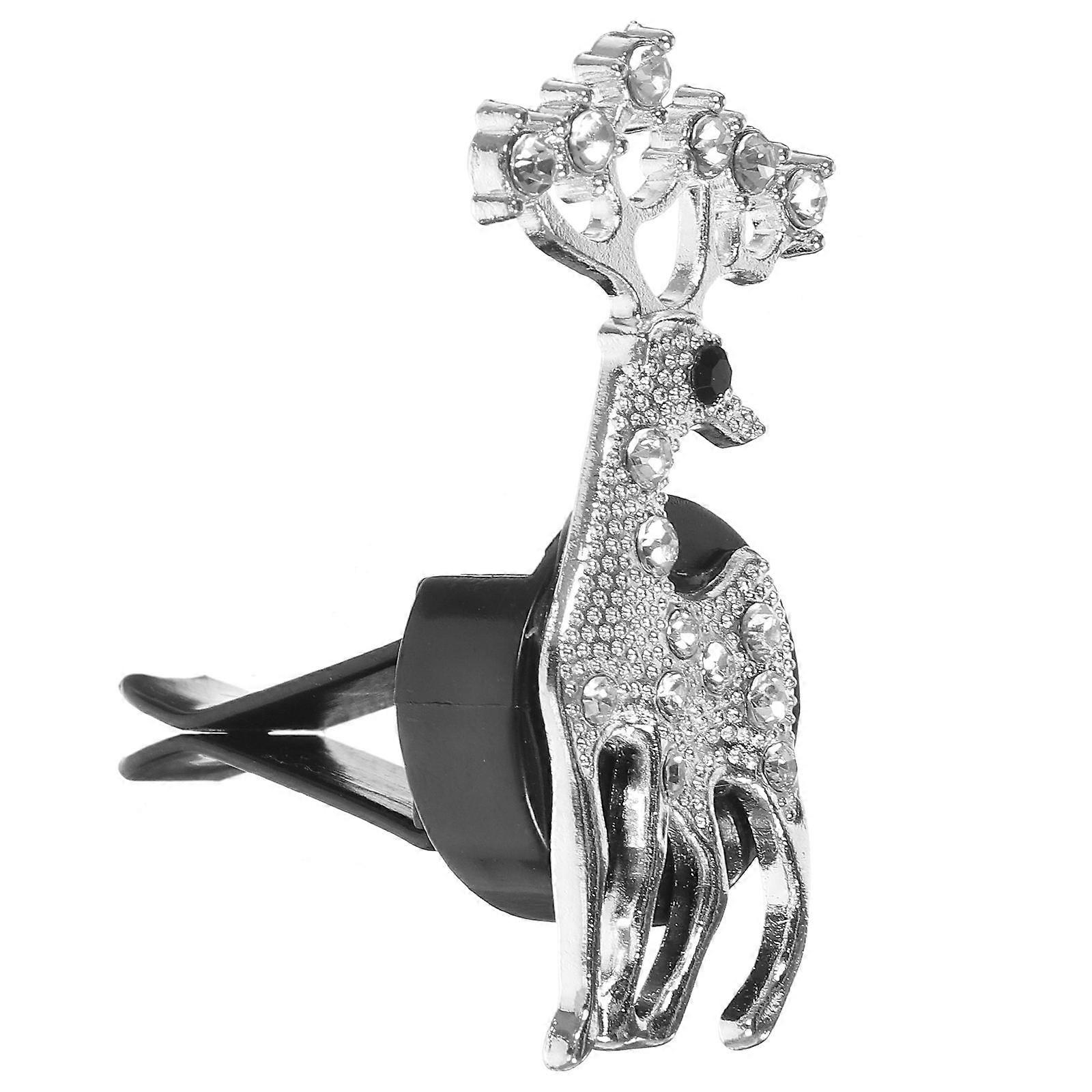 Silver Crystal Car Vent Clips 3Pcs Deer Shape Freshener Car Decoration 7x3x2cm Elegant Sturdy Functionality
