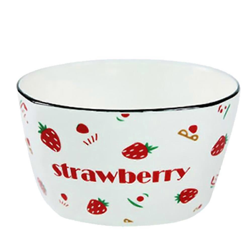 Food Bowls Ceramic Set for Kitchen Use 2Pcs Strawberry Pattern Bowls