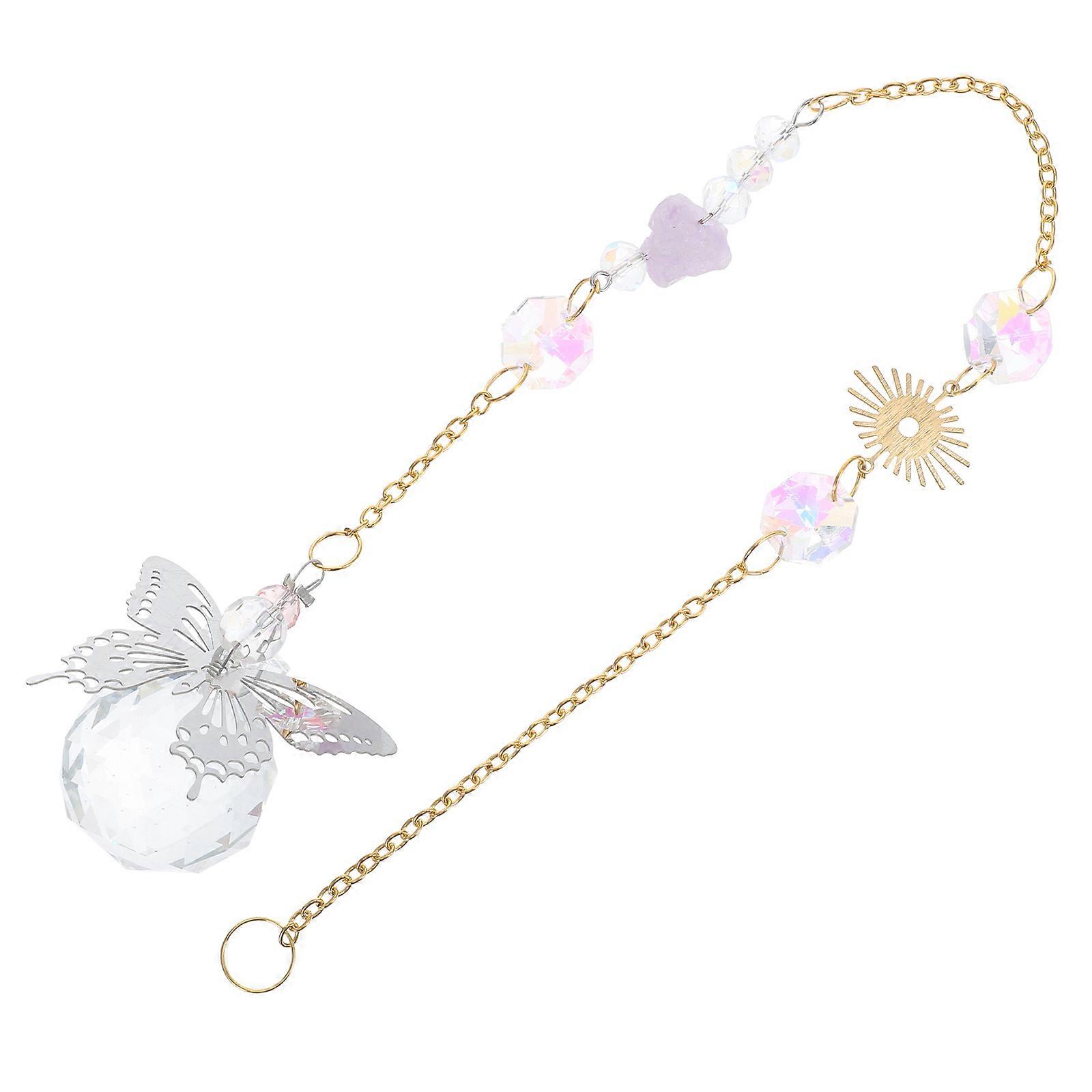 Crystal Hanging Decoration Butterfly Suncatcher for Windows 2Pcs Colorful