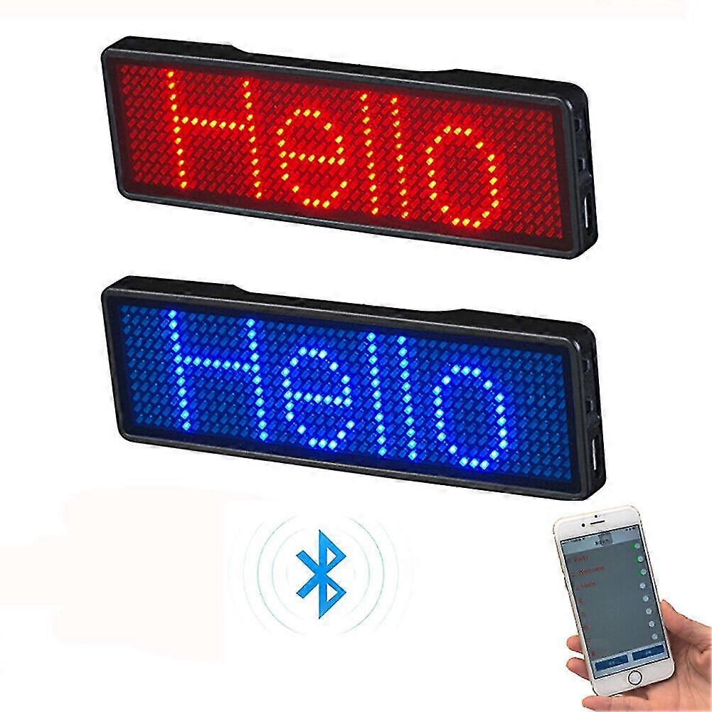 DIY Message Sign Name Tag Badge Digital LED Rechargeable Programmable Scrolling--red