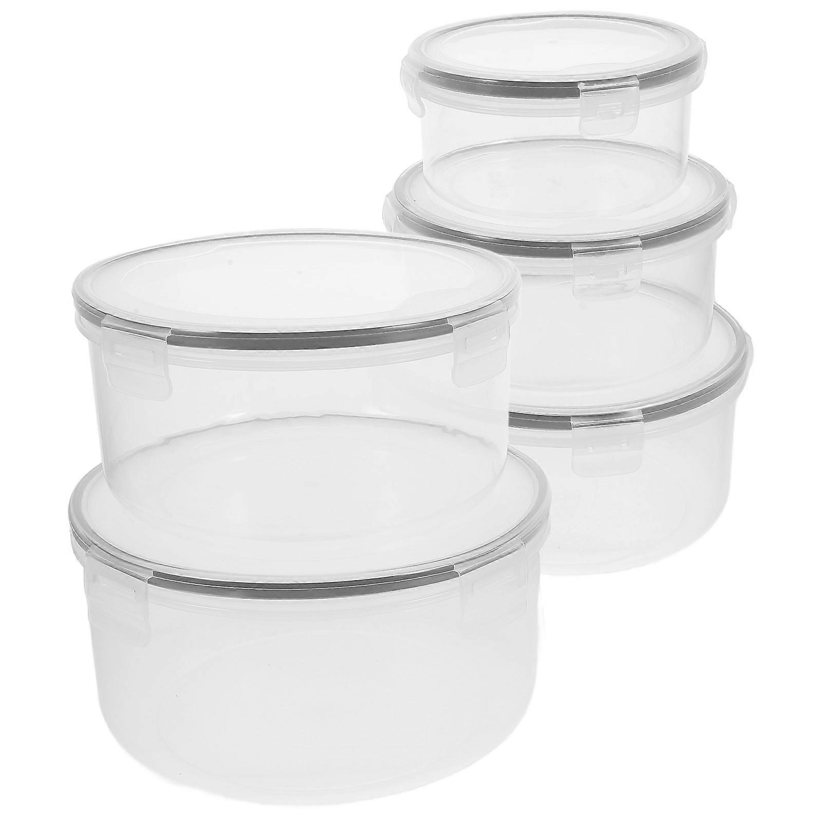 Storage Containers With Lids Fridge Organizer For Fruit Stackable Transparent 5Pcs